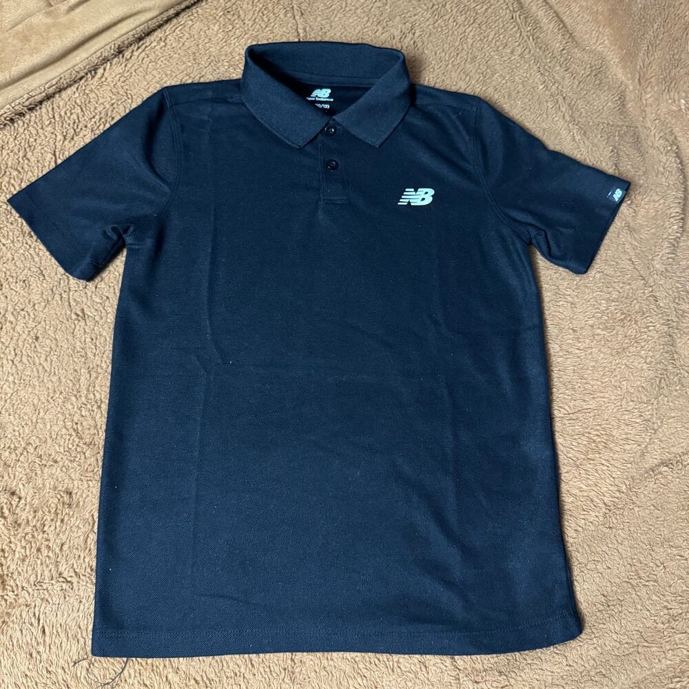 Boys New Balance Polo Shirt Black Size Medium 10/12 Athletic Uniform Style